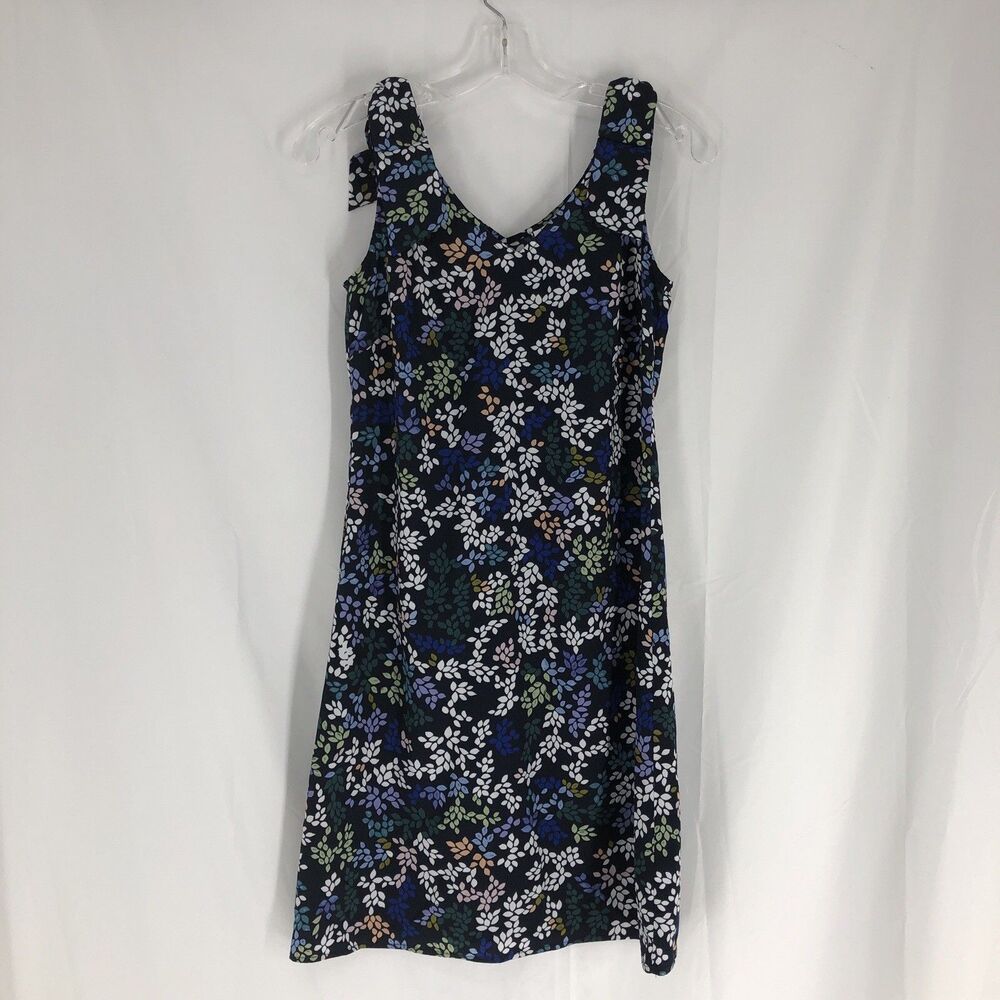 CAbi Cinco Floral Shift Dress Womens X-Small Bow Shoulder V-Neck Crepe
